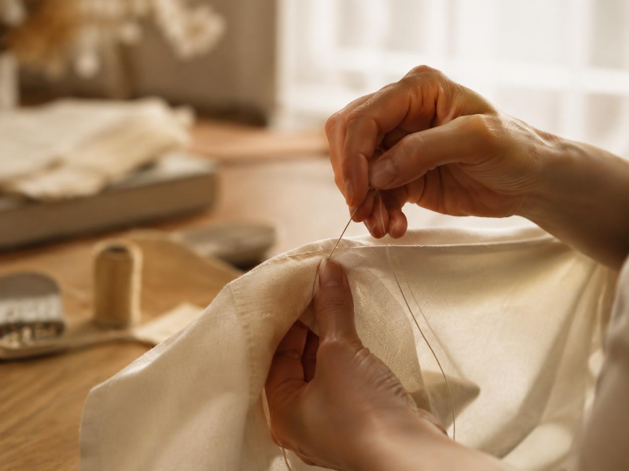 Fabric being finished in the Mariposa studio